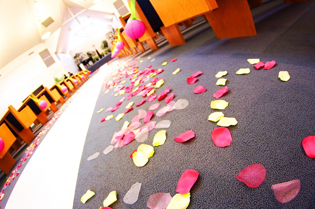 Silk Petals for aisle