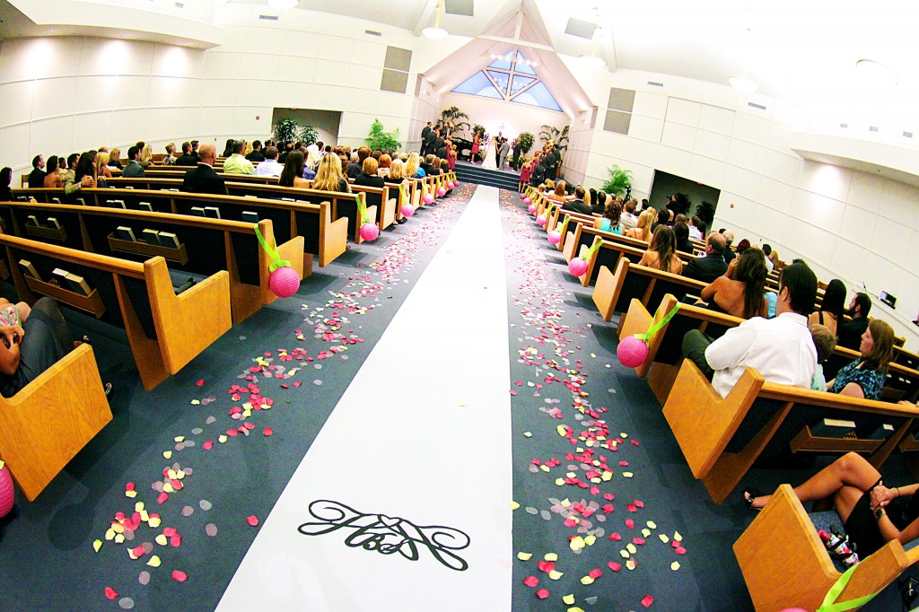 Wedding Ceremony from aisle Wedding Ceremony from aisle
