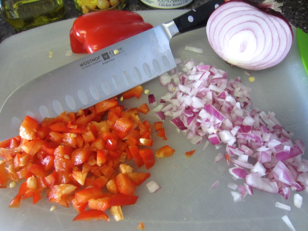 chopping vegetables