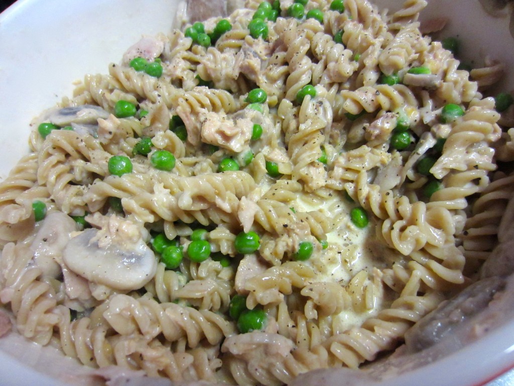 Mixing Healthy Tuna Casserole