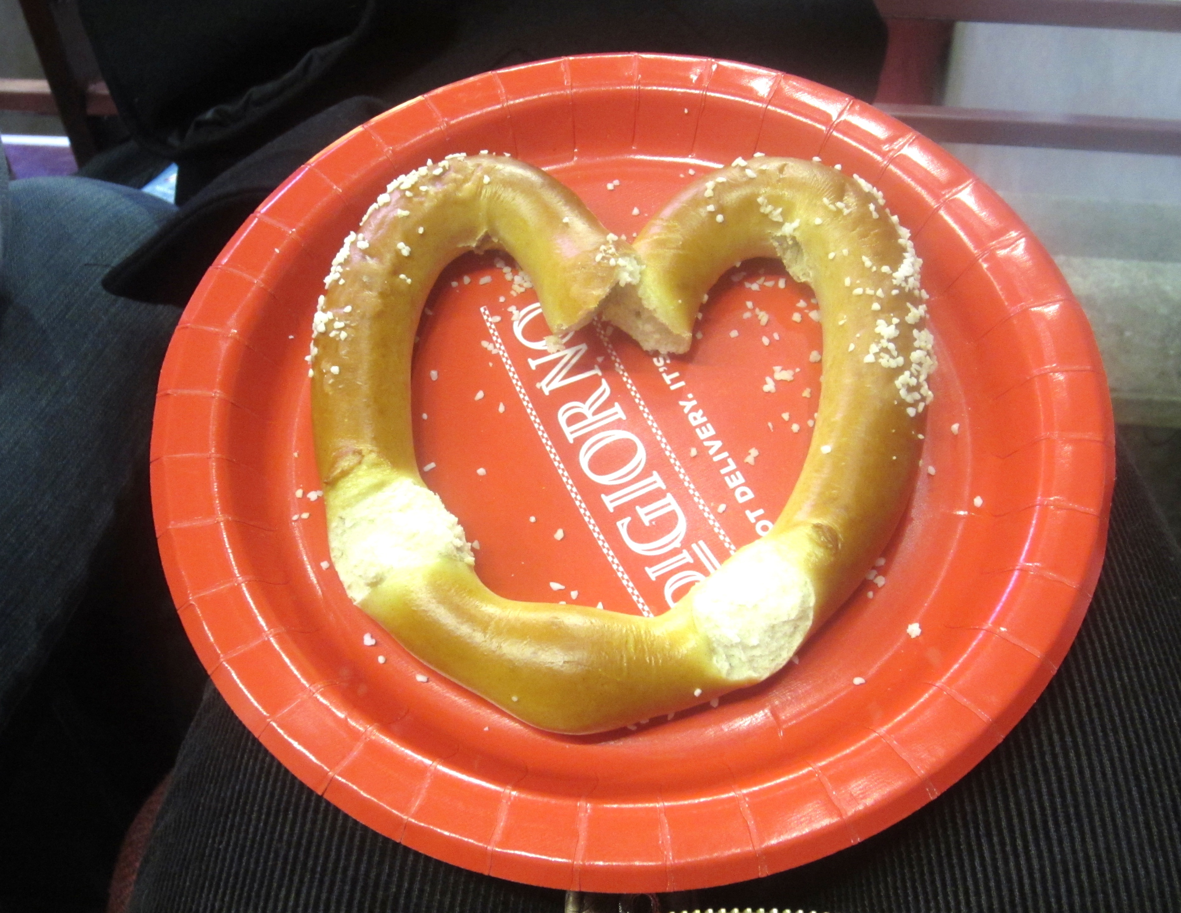 salted pretzel at nba game