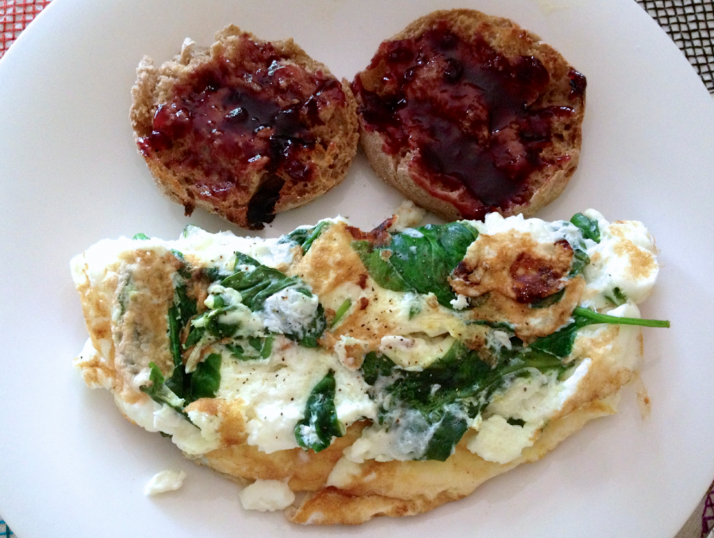 Egg white omelet with spinac